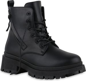 VAN HILL Damen Leicht Gefütterte Schnürstiefeletten Stiefeletten Schuhe 841488, Farbe: Schwarz, Größe: 39