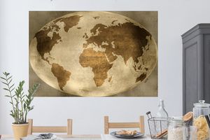 Wandtattoo Wandsticker Wandaufkleber Weltkarte - Globus - Vintage 120x80 cm Selbstklebend und Repositionierbar