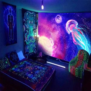 Schwarzlicht Mandala Bohemian Tapestries Hippie Home Decor Wandbehang Bunte Psychedelic Hintergrund