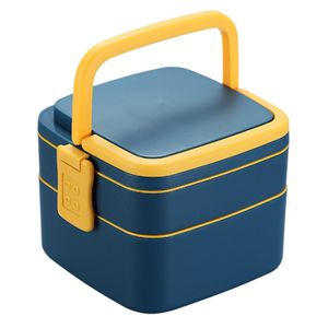 Lunchbox Leckdofte versiegelte Doppelschicht große Kapazität Outdoor-Bento-Boxen für die Schule-Blaues Quadrat