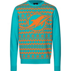 NFL Miami Dolphins Ugly Sweater Big Logo 2-Color Christmas Pullover Weihnachten L