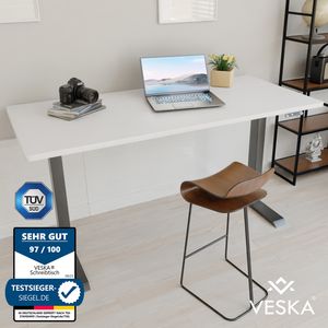 Höhenverstellbarer Schreibtisch (140 x 70 cm) - Sitz- & Stehpult - Bürotisch Elektrisch Höhenverstellbar mit Touchscreen & Stahlfüßen - Anthrazit/Weiß