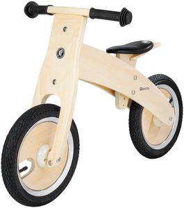 Laufrad Holz mit aufgepumpten Rädern, Lauflernrad ohne Pedale, Sattel höhenverstellbar ab 3 Jahren Naturholz