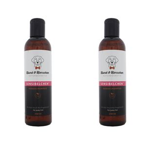 2x Hund & Herrchen Naturkosmetik Hundeshampoo Sensibelchen je 250ml für Welpen und sensible Haut