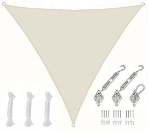 4x4x4 Sonnensegel Dreieckig Wasserdicht - Sonnenschutz Segel Set mit Befestigung