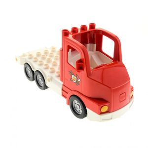 1x Lego Duplo Fahrzeug Feuerwehr LKW rot weiß Lastwagen bedruckt 87700c02pb01