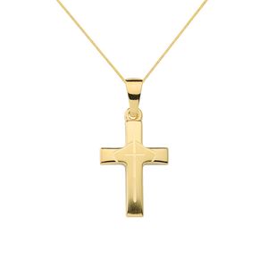 Anhänger Kreuz mit massiver Goldkette 1,1 mm 333-8 Karat Gold Juwelier Qualität, Kettenlänge:38 cm