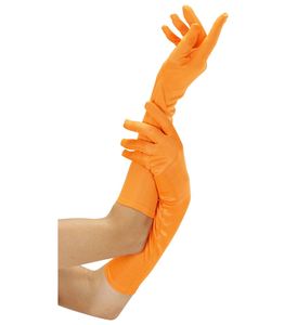 Damenhandschuhe lang Kostümaccessoire neonorange