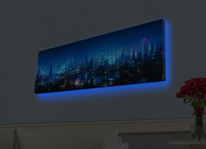 Wallity, 3090HDACT- LED4475, Bunt, Leinwandbilder, 30 x 90 cm, 100% Wildleder -Leinwand