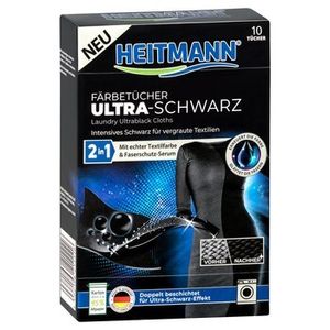 Heitmann, Ultra Black, Ściereczki barwiące do tekstyliów, 10 sztuk (PRODUKT Z NIEMIEC)