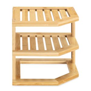 Navaris Eckregal aus Bambus mit 3 Ebenen - Regal aus Holz für Küche Bad - Kücheneckregal stehend für Arbeitsplatte Schrank - Organizer Natur