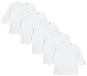 TupTam Baby Jungen Langarmshirt 5er Pack, Farbe: Weiß, Größe: 56