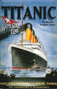 Blechschild Titanic World's largest liner Southampto New York Dampfer Reedereiplakat Schiff Schild