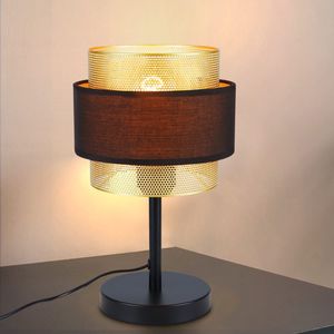 ZMH Tischlampe Retro Nachttischlampe Schwarz - Vintage Tischleuchte E27 für Wohnzimmer Schlafzimmer Gold Design Nachttischleuchte aus Metall