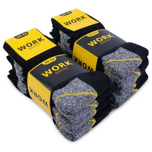 Arbeitssocken Herren 10 oder 20 Paar "WORK" Arbeits Socken verstärkt durch Vollfrottee 10201 - 10Paar Schwarz/Grau Meliert 43-46