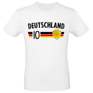 WM EM Fan Shirt Deutschland Europameisterschaft 100% Baumwolle T-Shirt Rundhals Fanartikel Alle Größen Herren Damen Fan-Shirt , Größe wählen:XL, Land wählen:Deutschland - weiß