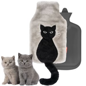 Großer Wärmflasche mit Bezug 1,8 l, Motiv Katze von SOXO – Geschenke für Frauen