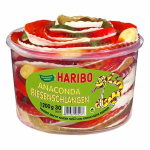 Haribo Fruchtgummi mit Schaumzucker Anaconda Riesenschlangen 30 Stück