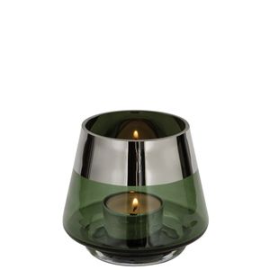 Fink Teelichthalter Jona dunkelgrün Glas Höhe 9 cm