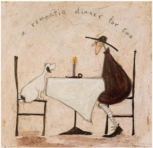Sam Toft - tištěný "Romantická večeře pro dva" PM6210 (40 cm x 40 cm) (hnědá/bílá)