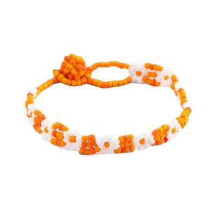 Perlenarmband im Ethno-Stil, wasserfest, Kunstharz, für Damen, Blumenart, handgefertigt, geflochtenes Armband, Geburtstagsgeschenk-Orange