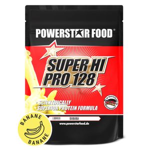 Powerstar SUPER HI PRO 128 | Mehrkomponenten Protein-Pulver 1kg | Höchste Biologische Wertigkeit | Protein-Shake zum Muskelaufbau | Banana
