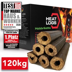 Holzbriketts Buche Pini&Kay Briketts 120kg mit hoher Heizleistung - Buchenholz Kaminbriketts HeatLogs HOLZBRX