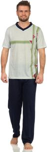 Herren Sommer Pyjama Lange Schlafhose V- T-shirt; Grün M Herren Sommer Pyjama Lange Schlafhose V- T-shirt; Grün M