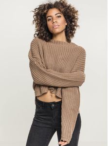 Urban Classics Damen Pullover Ladies Wide Oversize Sweater Taupe-S