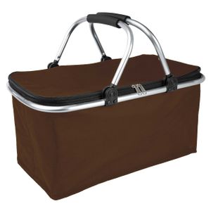 ONVAYA® Nákupný košík skladací s funkciou chladenia | hnedý | Skladací košík s vekom | Izolovaný košík | Nákupná taška | Skladací košík | Termokošík skladací