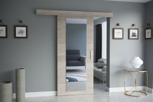 Minio, Zimmertür, Innentür, "SALWADOR II", mit einem Spiegel, Sonoma Eiche Farbe