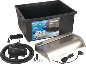Hommie Ubbink Nevada  Wasserfall aus Edelstahl mit LED Beleuchtung