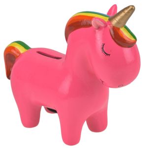 Einhorn Spardose pink mit Schlüssel Keramik Sparschwein