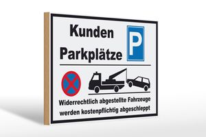 Holzschild Parken 30x20cm Parkplatz Kunden widerrechtlich