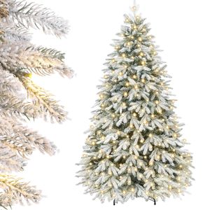 Yorbay Künstlicher Weihnachtsbaum  150/180/210cm Künstlicher Tannenbaum  mit Beleuchtung Weiß Schneeflocken LED Tannenbaum für Weihnachten-Dekoration