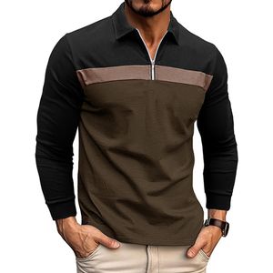 Herren Poloshirts Revers Langarm Shirt Freizeit Tops 1/4 Zip T-Shirts Tennis Oberteile Armeegrün,Größe:M