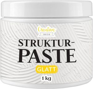 Creative Deco Strukturpaste Glatt 1kg | Weiße Spachtelmasse für Acrylmalerei | Modellierpaste für Kunstprojekte, Acrylfarbe, DIY, 3D-Effekte, Texturen