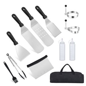 Grillbesteck Set, (14 tlg), BBQ Grillbesteck Tool Set aus Edelstahl, mit Tragetasche, für Gartengrillfeste, Party, Camping