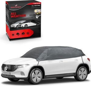 WALSER Abdeckplane Auto All Weather, Abdeckplane wasserdicht, 100% wetterfeste Auto Abdeckplane, Autoabdeckung Outdoor, Auto Abdeckplane wasserdicht, Autoplane Halbgarage Größe M grau