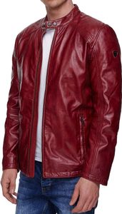Tazzio Herren Jacke Lederjacke Echtleder 19707 Weinrot XL