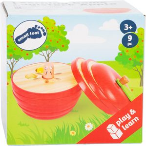 small foot 11915 Lernspiel Logisteck Apfel, mit lustigen farbenfrohen Raupen, Steckspiel für Kinder, ab 3 Jahren