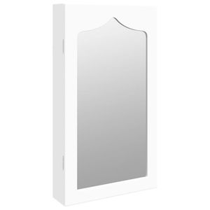 vidaXL Schmuckschrank mit Spiegel Wandmontage Weiß 37,5x10x67 cm