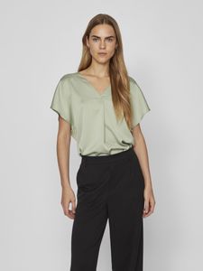 Satin Bluse Glänzendes Kurzarm Shirt Top Oberteil VIELLETTE  | 36