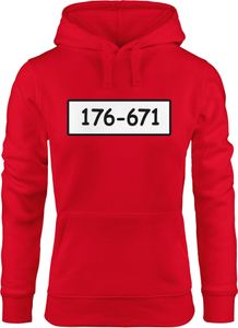 Kapuzen-Pullover Damen Panzerknacker Karneval Fasching Banditen Bande Bankräuber Hoodie Moonworks® rot XS Kapuzen-Pullover Damen Panzerknacker Karneval Fasching Banditen Bande Bankräuber Hoodie Moonworks® rot XS