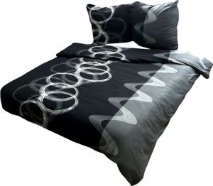 Thermo Fleece Bettwäsche 220x240 Winter Flausch Garnitur Warm Schwarz Grau 3 tlg
