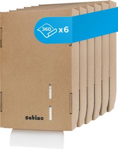 Satino Papierhandtuchspender aus Karton – zum Aufstellen, Ankleben & Aufhängen – 6 Papierspender ohne Bohren – 6 x 360 Blatt Satino Papierhandtuchspender aus Karton – zum Aufstellen, Ankleben & Aufhängen – 6 Papierspender ohne Bohren – 6 x 360 Blatt