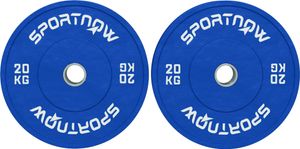SPORTNOW 2er Set Gewichtsscheiben 2x20kg aus Gummi, Scheiben für Fitnessstudio und Zuhause mit 5cm Loch für Kurz- und Langhanteln, Blau
