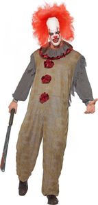 Vintage-Clown-Kostüm für Herren grau-rot
