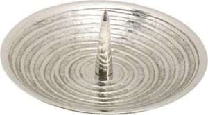 Rillen Kerzenteller mit Dorn Ø 10cm Messing Vernickelt Untersetzer Dekoration