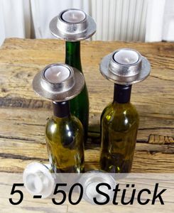 Kerzenhalter Bottle Flasche Weinflasche Aluminium Silber Teelicht - Packungseinheit 5 - 50 Stück